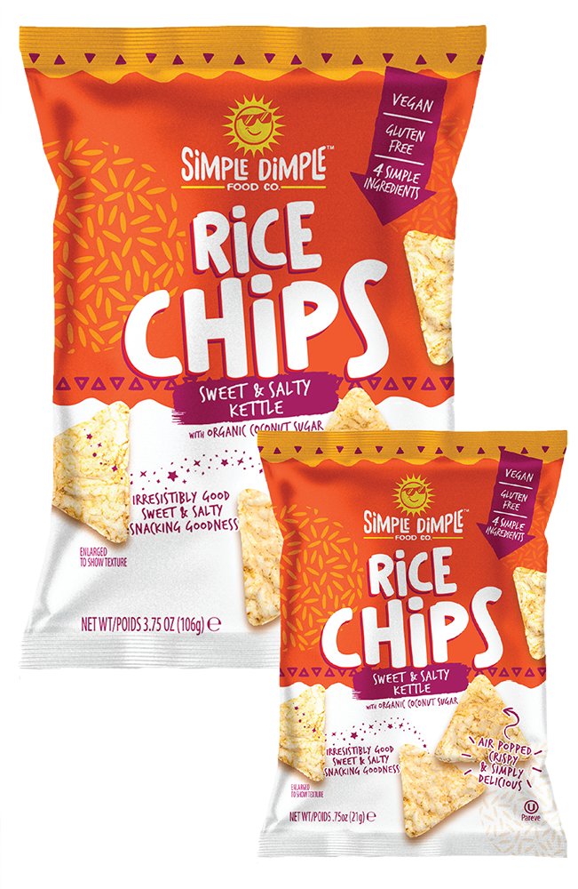 Simple Dimple Rice Chips – Sweet & Salty Kettle (3.75oz and .75oz bags)