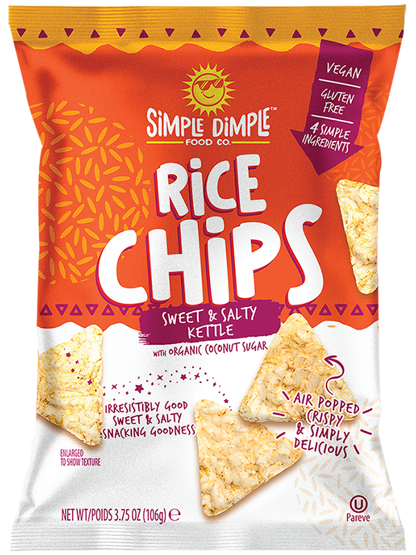Simple Dimple Rice Chips – Sweet & Salty Kettle bag